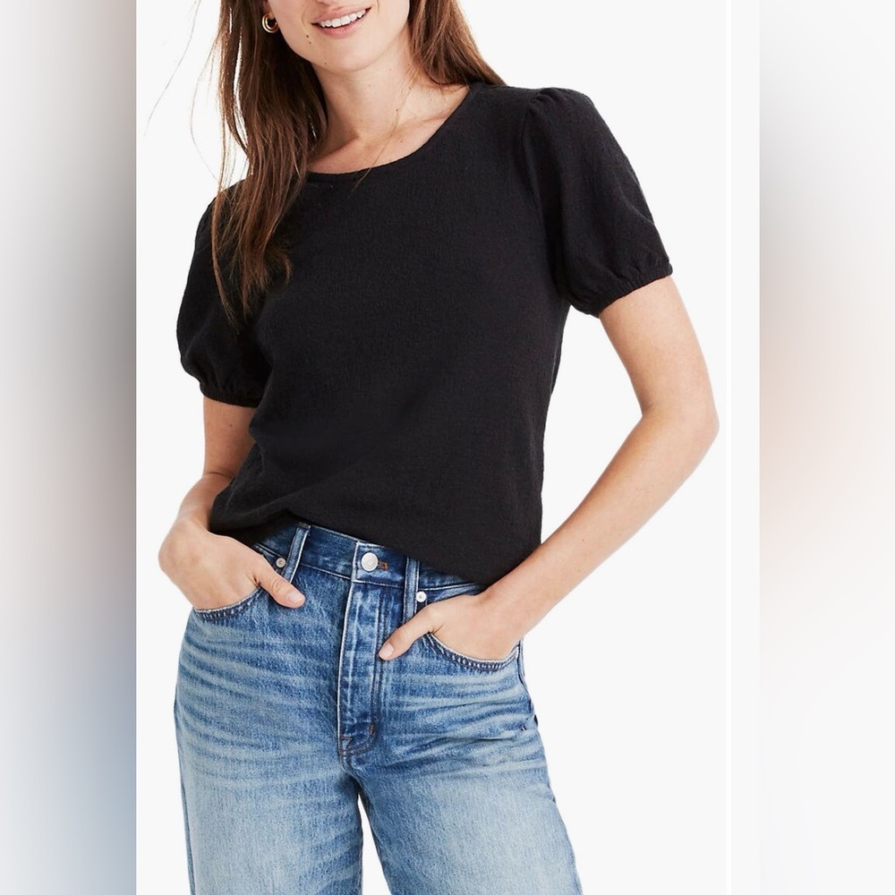 Madewell Superlight Jacquard Puff Sleeve Top M